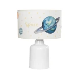 GloboStar® SATURN 204-0030 Παιδικό Eπιτραπέζιο Φωτιστικό Πορτατίφ Μονόφωτο 1 x E27 IP20 Πολύχρωμο Ύφασμα με Λευκό Πλαστικό - Μ24 x Π24 x Υ32cm
