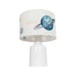 GloboStar® SATURN 204-0030 Παιδικό Eπιτραπέζιο Φωτιστικό Πορτατίφ Μονόφωτο 1 x E27 IP20 Πολύχρωμο Ύφασμα με Λευκό Πλαστικό - Μ24 x Π24 x Υ32cm