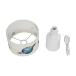 GloboStar® SATURN 204-0030 Παιδικό Eπιτραπέζιο Φωτιστικό Πορτατίφ Μονόφωτο 1 x E27 IP20 Πολύχρωμο Ύφασμα με Λευκό Πλαστικό - Μ24 x Π24 x Υ32cm