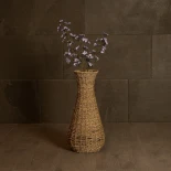 GloboStar® Artificial Garden CALIFORNIA 21239 Διακοσμητικό Πλεκτό Καλάθι - Κασπώ Γλάστρα - Flower Pot Μπεζ Μ20 x Π20 x Υ43cm