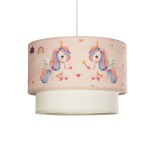 GloboStar® PONY 204-0016 Παιδικό Κρεμαστό Φωτιστικό Φιγούρα Μονόφωτο 1 x E27 IP20 Ροζ Ύφασμα - Μ30 x Π30 x Υ24cm