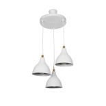 GloboStar® RADE 203-0128 Vintage Κρεμαστό Φωτιστικό Καμπάνα Τρίφωτο 3 x E27 IP20 Λευκό Πλαστικό - Μ40 x Π40 x Υ40cm