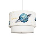 GloboStar® SATURN 204-0012 Παιδικό Κρεμαστό Φωτιστικό Φιγούρα Μονόφωτο 1 x E27 IP20 Πολύχρωμο Ύφασμα - Μ30 x Π30 x Υ24cm