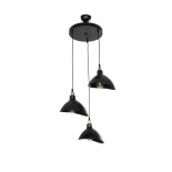GloboStar® RIVE 203-0144 Μοντέρνο Κρεμαστό Φωτιστικό Καμπάνα Τρίφωτο 3 x E27 IP20 Μαύρο με Χρυσό Πλαστικό - Μ40 x Π40 x Υ65cm