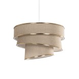 GloboStar® SIERA 203-0168 Μοντέρνο Κρεμαστό Φωτιστικό Καπέλο Μονόφωτο 1 x E27 IP20 Μπεζ Άμμου Ύφασμα με Χρυσή Λεπτομέρεια - Μ38 x Π38 x Υ26cm