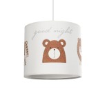 GloboStar® BEAR 204-0021 Παιδικό Κρεμαστό Φωτιστικό Φιγούρα Μονόφωτο 1 x E27 IP20 Πολύχρωμο Ύφασμα - Μ24 x Π24 x Υ23cm