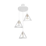 GLOBOSTAR® TRIANGLE 203-0166 Μοντέρνο Κρεμαστό Φωτιστικό Οροφής με Ντουί 3 x E27 AC 220-240V IP20 - Λευκό & Χρυσό - Μ67 x Π67 x Υ50cm