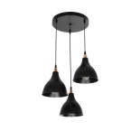 GloboStar® RADE 203-0127 Vintage Κρεμαστό Φωτιστικό Καμπάνα Τρίφωτο 3 x E27 IP20 Μαύρο Πλαστικό - Μ40 x Π40 x Υ40cm