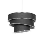 GloboStar® SIERA 203-0167 Μοντέρνο Κρεμαστό Φωτιστικό Καπέλο Μονόφωτο 1 x E27 IP20 Γκρι Ύφασμα με Ασημί Λεπτομέρεια - Μ38 x Π38 x Υ26cm