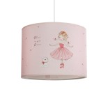 GloboStar® BALLERINA 204-0015 Παιδικό Κρεμαστό Φωτιστικό Φιγούρα Μονόφωτο 1 x E27 IP20 Ροζ Ύφασμα - Μ28 x Π28 x Υ24cm