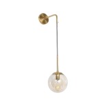 GloboStar® MADISON 01427 Μοντέρνο Επιτοίχιο Φωτιστικό Απλίκα Μονόφωτο 1 x E27 IP20 Χρυσό Μέταλλο με Μελί Γυαλί - Φ15 x Υ54cm