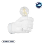 GloboStar® FIST 01137 Μοντέρνο Επιτοίχιο Φωτιστικό Απλίκα Μονόφωτο 1 x E27 IP20 Λευκό Γύψο - Μ15 x Π10 x Υ10cm