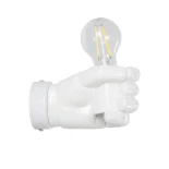 GloboStar® FIST 01137 Μοντέρνο Επιτοίχιο Φωτιστικό Απλίκα Μονόφωτο 1 x E27 IP20 Λευκό Γύψο - Μ15 x Π10 x Υ10cm