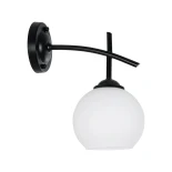 GloboStar® ISEN 01157 Μοντέρνο Επιτοίχιο Φωτιστικό Απλίκα Μονόφωτο 1 x E27 IP20 Μαύρο Μέταλλο με Λευκό Γυαλί - Μ25 x Π15 x Υ30cm