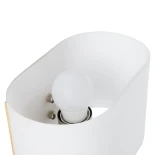 GloboStar® SUTTON 01316 Μοντέρνο Επιτοίχιο Φωτιστικό Απλίκα με LED Βραχίονα Δίφωτο 1 x E27 IP20 Μπεζ Ξύλο, Λευκό Γυαλί με Ασημί Μέταλλο - Μ15 x Π20 x Υ22.5cm