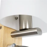GloboStar® SUTTON 01316 Μοντέρνο Επιτοίχιο Φωτιστικό Απλίκα με LED Βραχίονα Δίφωτο 1 x E27 IP20 Μπεζ Ξύλο, Λευκό Γυαλί με Ασημί Μέταλλο - Μ15 x Π20 x Υ22.5cm