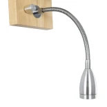 GloboStar® SUTTON 01316 Μοντέρνο Επιτοίχιο Φωτιστικό Απλίκα με LED Βραχίονα Δίφωτο 1 x E27 IP20 Μπεζ Ξύλο, Λευκό Γυαλί με Ασημί Μέταλλο - Μ15 x Π20 x Υ22.5cm