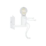 GloboStar® LITTLE MAN 01389 Μοντέρνο Επιτοίχιο Φωτιστικό Απλίκα Μονόφωτο 1 x E27 IP20 Λευκό Μέταλλο - Μ12 x Π19 x Υ17cm