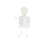 GloboStar® LITTLE MAN 01389 Μοντέρνο Επιτοίχιο Φωτιστικό Απλίκα Μονόφωτο 1 x E27 IP20 Λευκό Μέταλλο - Μ12 x Π19 x Υ17cm