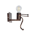 GloboStar® LITTLE MAN 01592 Μοντέρνο Επιτοίχιο Φωτιστικό Απλίκα Μονόφωτο 1 x E27 IP20 Χάλκινο Μέταλλο - Μ12 x Π19 x Υ17cm