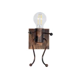 GloboStar® LITTLE MAN 01592 Μοντέρνο Επιτοίχιο Φωτιστικό Απλίκα Μονόφωτο 1 x E27 IP20 Χάλκινο Μέταλλο - Μ12 x Π19 x Υ17cm