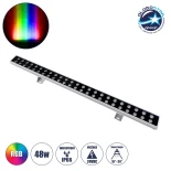 GLOBOSTAR® WASHER-MOZA 05114 Μπάρα Φωτισμού Wall Washer LED 48W 4800lm 10-30° DC 24V Αδιάβροχο IP66 RGB Dimmable - Γκρι Ανθρακί - Μ100 x Π6.5 x Υ6.6cm - 3 Χρόνια Εγγύηση