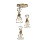 GLOBOSTAR® FLIXIO 201-0126 Vintage Κρεμαστό Φωτιστικό Οροφής με Ντουί 3 x E27 AC 220-240V IP20 - Χρυσό - Μ30 x Π30 x Υ80cm