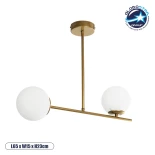 GLOBOSTAR® GLOBUS 201-0119 Μοντέρνο Φωτιστικό Οροφής με Ντουί 2 x E27 AC 220-240V IP20 - Χρυσό & Λευκό - Μ65 x Π15 x Υ60cm