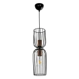 GLOBOSTAR® LAVERA 201-0024 Vintage Κρεμαστό Φωτιστικό Οροφής με Ντουί 1 x E27 AC 220-240V IP20 - Μπρονζέ & Μαύρο - Μ14 x Π14 x Υ44cm