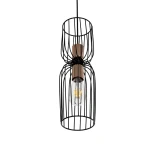 GLOBOSTAR® LAVERA 201-0024 Vintage Κρεμαστό Φωτιστικό Οροφής με Ντουί 1 x E27 AC 220-240V IP20 - Μπρονζέ & Μαύρο - Μ14 x Π14 x Υ44cm