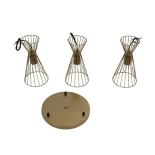 GLOBOSTAR® FLIXIO 201-0126 Vintage Κρεμαστό Φωτιστικό Οροφής με Ντουί 3 x E27 AC 220-240V IP20 - Χρυσό - Μ30 x Π30 x Υ80cm