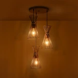 GLOBOSTAR® FLIXIO 201-0126 Vintage Κρεμαστό Φωτιστικό Οροφής με Ντουί 3 x E27 AC 220-240V IP20 - Χρυσό - Μ30 x Π30 x Υ80cm