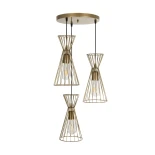 GLOBOSTAR® FLIXIO 201-0126 Vintage Κρεμαστό Φωτιστικό Οροφής με Ντουί 3 x E27 AC 220-240V IP20 - Χρυσό - Μ30 x Π30 x Υ80cm