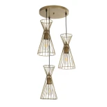 GLOBOSTAR® FLIXIO 201-0126 Vintage Κρεμαστό Φωτιστικό Οροφής με Ντουί 3 x E27 AC 220-240V IP20 - Χρυσό - Μ30 x Π30 x Υ80cm