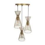 GLOBOSTAR® FLIXIO 201-0126 Vintage Κρεμαστό Φωτιστικό Οροφής με Ντουί 3 x E27 AC 220-240V IP20 - Χρυσό - Μ30 x Π30 x Υ80cm