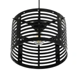 GloboStar® DOMINIC 202-0030 Μοντέρνο Κρεμαστό Φωτιστικό Καπέλο Μονόφωτο 1 x E27 IP20 Μαύρο Πλαστικό - Μ30 x Π30 x Υ70cm