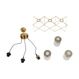 GloboStar® PLEX 202-0036 Μοντέρνο Κρεμαστό Φωτιστικό Πλέγμα Τρίφωτο 3 x E27 IP20 Χρυσό Μέταλλο με Διάφανο Γυαλί - Μ56 x Π17 x Υ24cm