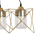 GloboStar® PLEX 202-0036 Μοντέρνο Κρεμαστό Φωτιστικό Πλέγμα Τρίφωτο 3 x E27 IP20 Χρυσό Μέταλλο με Διάφανο Γυαλί - Μ56 x Π17 x Υ24cm