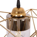 GloboStar® PLEX 202-0036 Μοντέρνο Κρεμαστό Φωτιστικό Πλέγμα Τρίφωτο 3 x E27 IP20 Χρυσό Μέταλλο με Διάφανο Γυαλί - Μ56 x Π17 x Υ24cm