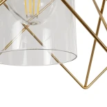 GloboStar® PLEX 202-0036 Μοντέρνο Κρεμαστό Φωτιστικό Πλέγμα Τρίφωτο 3 x E27 IP20 Χρυσό Μέταλλο με Διάφανο Γυαλί - Μ56 x Π17 x Υ24cm