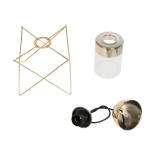 GloboStar® PLEX 202-0037 Μοντέρνο Κρεμαστό Φωτιστικό Πλέγμα Μονόφωτο 1 x E27 IP20 Χρυσό Μέταλλο με Διάφανο Γυαλί - Μ25 x Π25 x Υ23cm