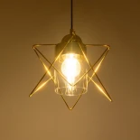 GloboStar® PLEX 202-0037 Μοντέρνο Κρεμαστό Φωτιστικό Πλέγμα Μονόφωτο 1 x E27 IP20 Χρυσό Μέταλλο με Διάφανο Γυαλί - Μ25 x Π25 x Υ23cm