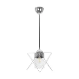 GloboStar® PLEX 202-0038 Μοντέρνο Κρεμαστό Φωτιστικό Πλέγμα Μονόφωτο 1 x E27 IP20 Ασημί Μέταλλο με Διάφανο Γυαλί - Μ25 x Π25 x Υ23cm