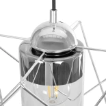 GloboStar® PLEX 202-0038 Μοντέρνο Κρεμαστό Φωτιστικό Πλέγμα Μονόφωτο 1 x E27 IP20 Ασημί Μέταλλο με Διάφανο Γυαλί - Μ25 x Π25 x Υ23cm