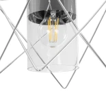 GloboStar® PLEX 202-0038 Μοντέρνο Κρεμαστό Φωτιστικό Πλέγμα Μονόφωτο 1 x E27 IP20 Ασημί Μέταλλο με Διάφανο Γυαλί - Μ25 x Π25 x Υ23cm