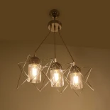 GloboStar® PLEX 202-0039 Μοντέρνο Κρεμαστό Φωτιστικό Πλέγμα Τρίφωτο 3 x E27 IP20 Ασημί Μέταλλο με Διάφανο Γυαλί - Μ56 x Π17 x Υ24cm