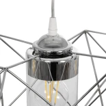 GloboStar® PLEX 202-0039 Μοντέρνο Κρεμαστό Φωτιστικό Πλέγμα Τρίφωτο 3 x E27 IP20 Ασημί Μέταλλο με Διάφανο Γυαλί - Μ56 x Π17 x Υ24cm