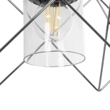 GloboStar® PLEX 202-0039 Μοντέρνο Κρεμαστό Φωτιστικό Πλέγμα Τρίφωτο 3 x E27 IP20 Ασημί Μέταλλο με Διάφανο Γυαλί - Μ56 x Π17 x Υ24cm