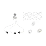 GloboStar® PLEX 202-0039 Μοντέρνο Κρεμαστό Φωτιστικό Πλέγμα Τρίφωτο 3 x E27 IP20 Ασημί Μέταλλο με Διάφανο Γυαλί - Μ56 x Π17 x Υ24cm