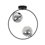 GloboStar® CITY 202-0040 Μοντέρνο Φωτιστικό Οροφής Μπάλα Δίφωτο 2 x E27 IP20 Μαύρο Μέταλλο με Διάφανο Γυαλί - Μ45 x Π15 x Υ55cm